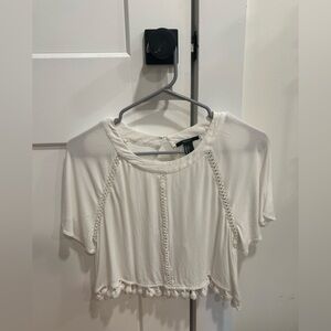 White open back cropped blouse